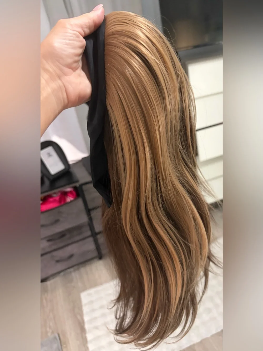 New CHELSEY SMITH CROWN Headband Wig Soft Brunette Chestnut Long Layers
